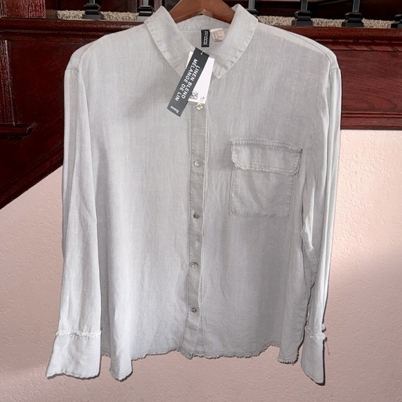 H&M Divided Womens Small NWT Grey Long Sleeve Collar Casual Button Dress Top - Picture 1 of 1